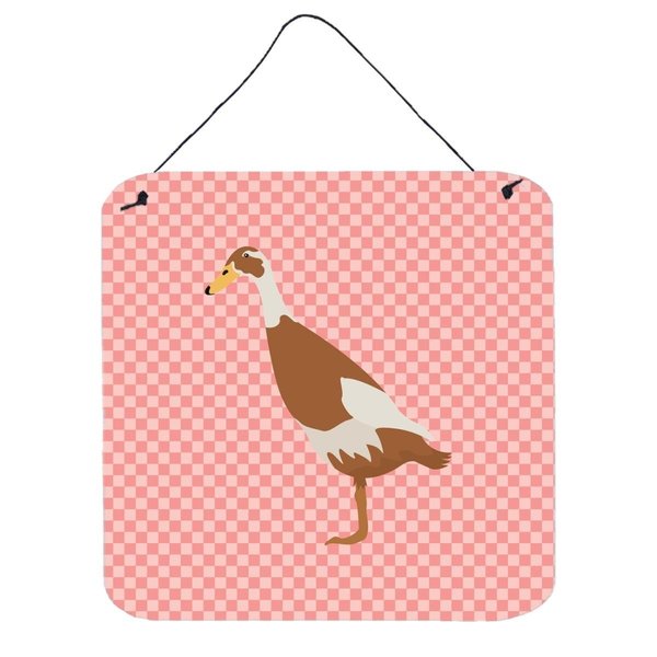 Micasa Indian Runner Duck Pink Check Wall or Door Hanging Prints6 x 6 in. MI228546